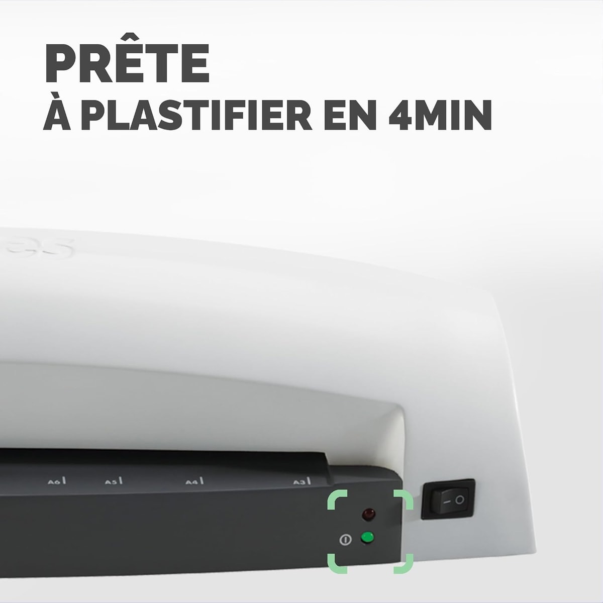 Voyants et interrupteur de la plastifieuse FELLOWES Lunar A3