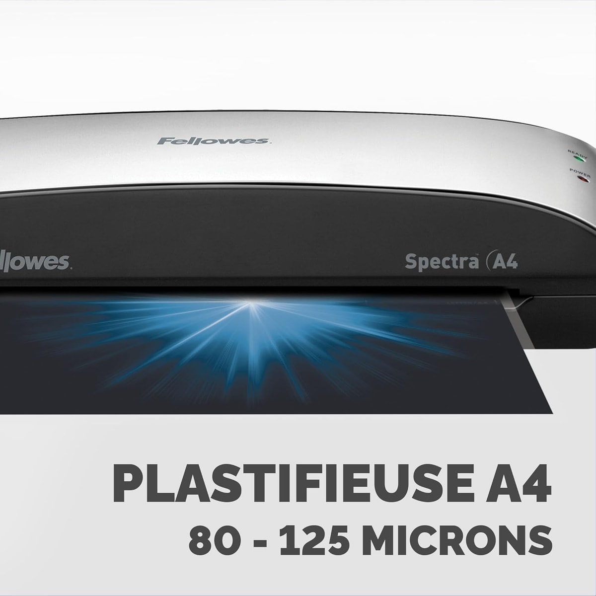 Un document en sortie de la plastifieuse FELLOWES Spectra A4
