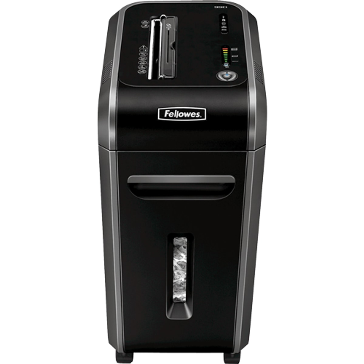 Dessus du destructeur FELLOWES Powershred 99Ci avec la fente et le panneau de commande