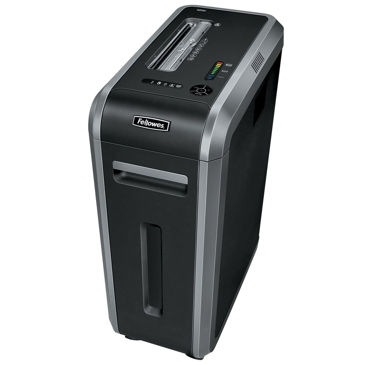 Dessus du destructeur FELLOWES Powershred 325i avec la fente et le panneau de commande