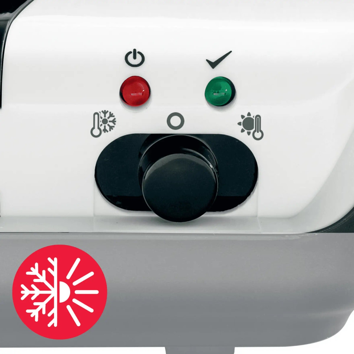 Voyants et bouton chaud, arrêt, froid de la plastifieuse GBC Inspire+ A4 blanche