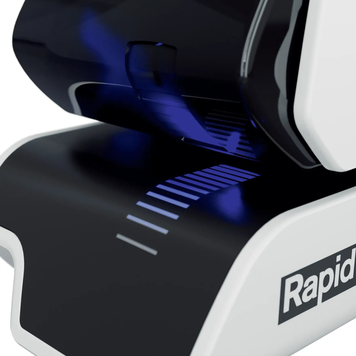 Guidage lumineux à DEL de l'agrafeuse électrique RAPID Supreme 5025E bleue.