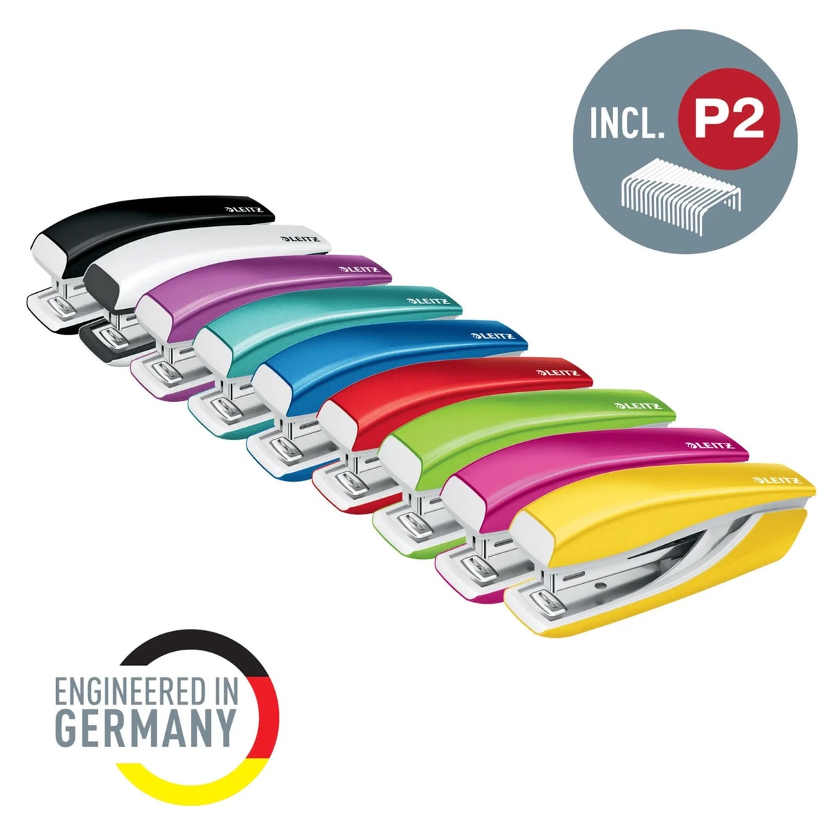Les couleurs de la mini agrafeuse LEITZ NeXXt WOW 5528 verte.