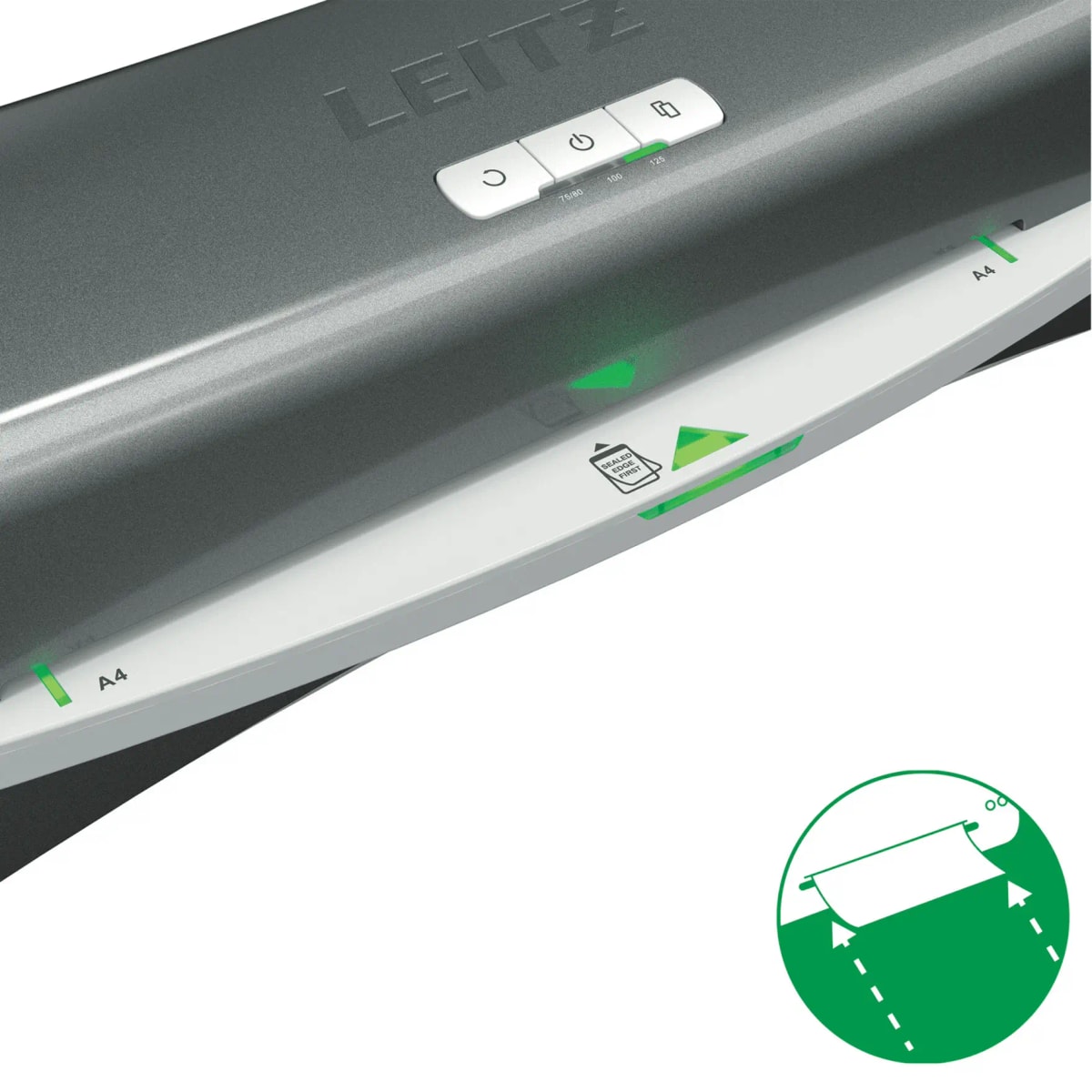 Les voyants du guide d'insertion de la plastifieuse LEITZ iLAM Office A4