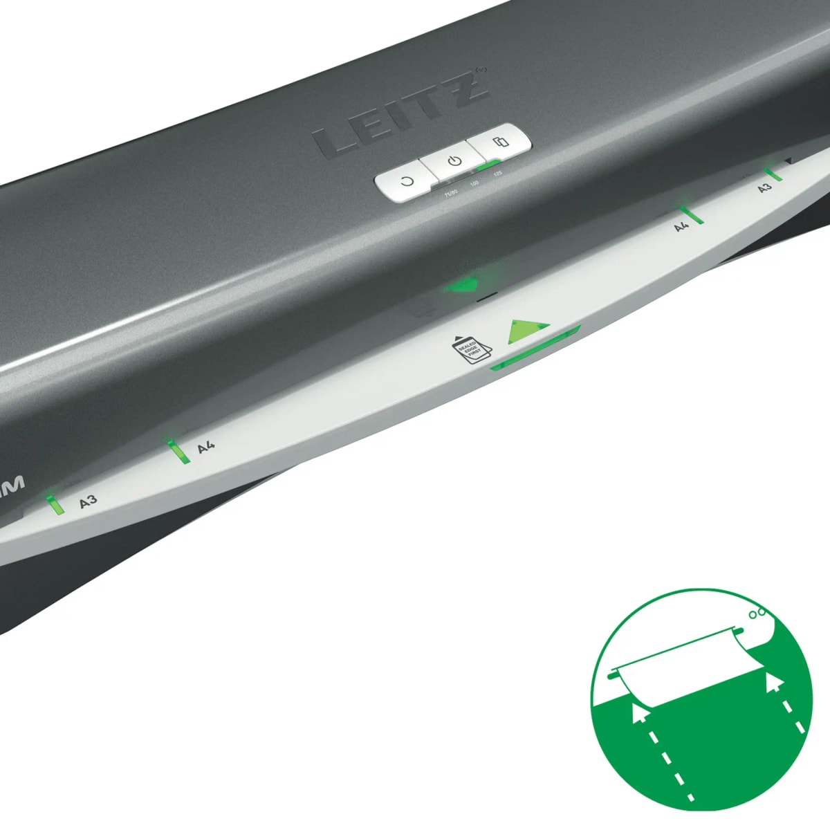 Les voyants du guide d'insertion de la plastifieuse LEITZ iLAM Office A3