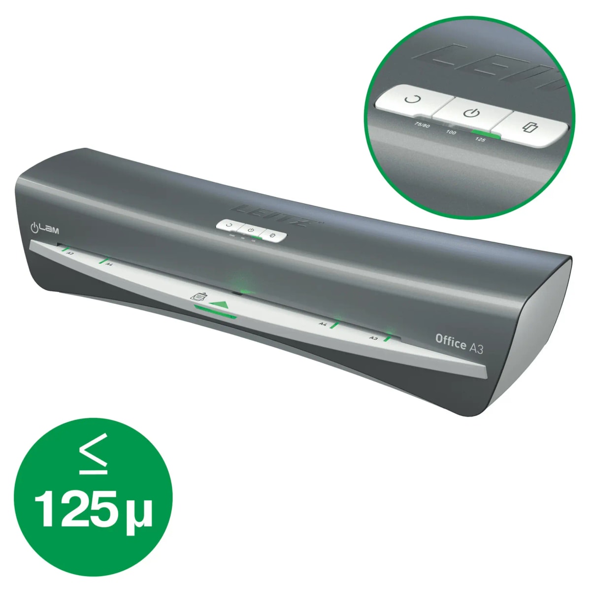 Le panneau tactile de la plastifieuse LEITZ iLAM Office A3