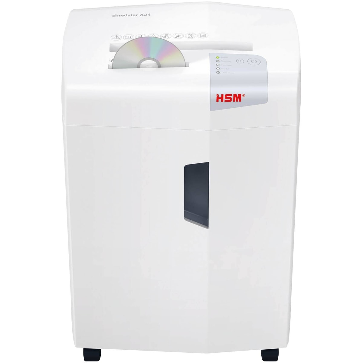 CD engagé dans la fente séparée pour CD et cartes du destructeur HSM shredstar X24