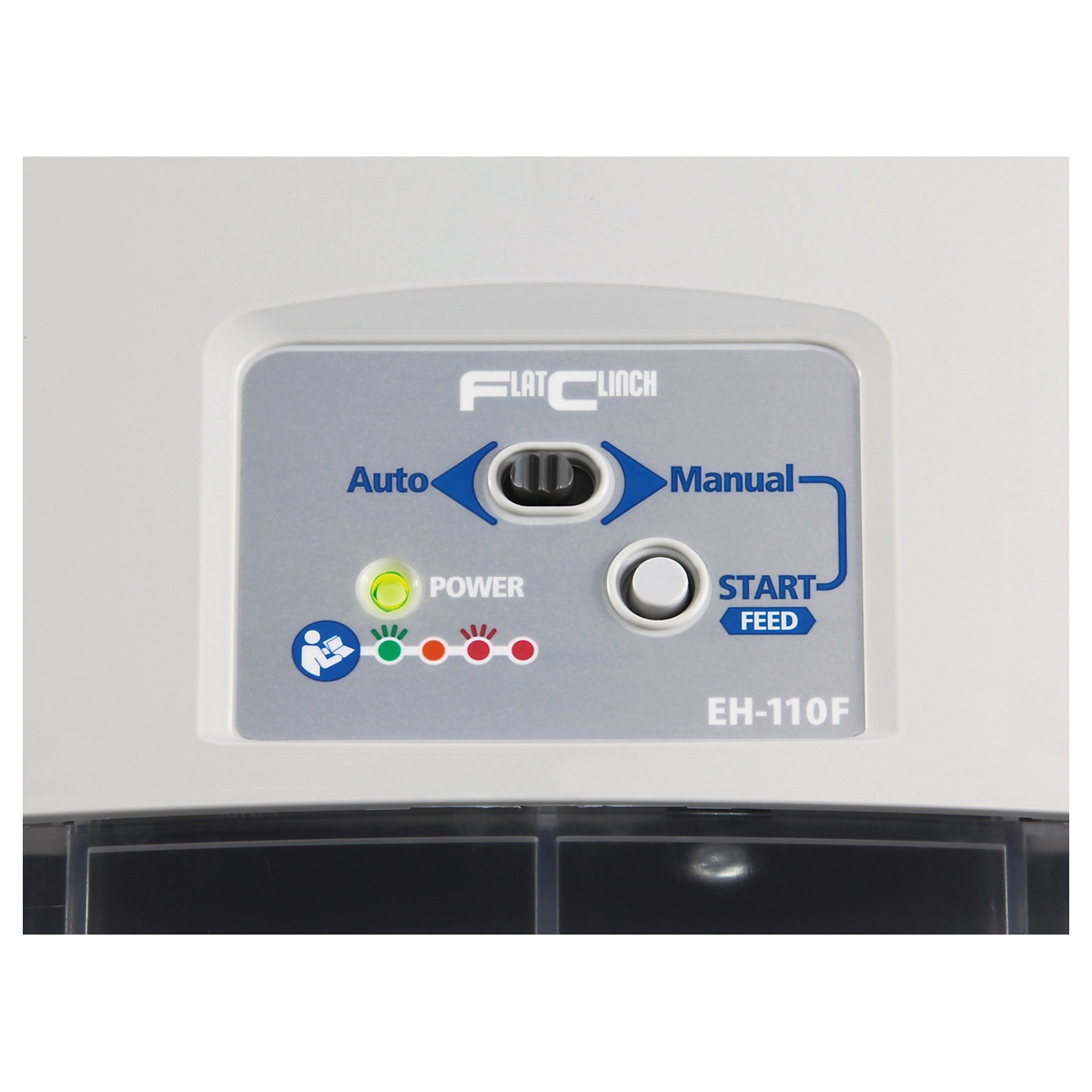 Sélecteur, touche START et voyants de l'agrafeuse électrique MAX EH-110F.