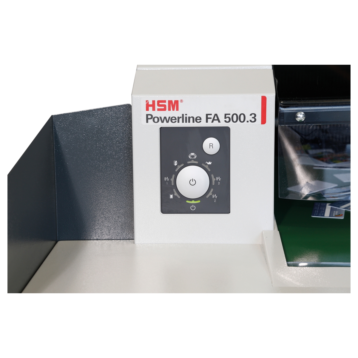Élément de commande du Destructeur de documents grande capacité, coupe croisée P-2 HSM Powerline FA 500.3 10,5 x 40-76 mm