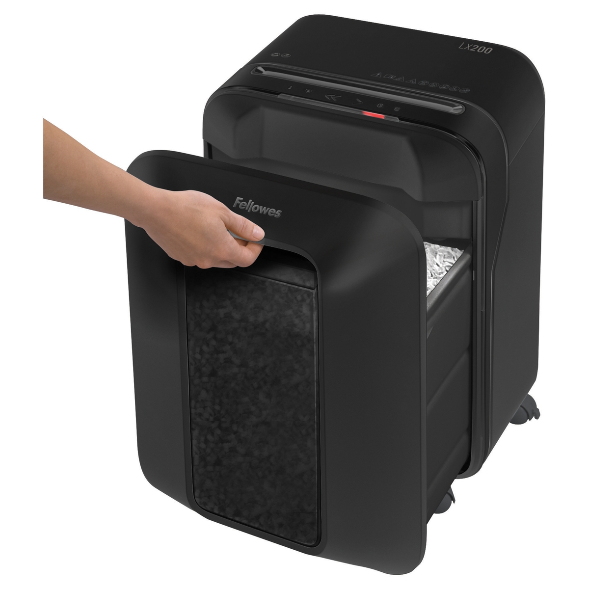 Corbeille tirée hors du destructeur FELLOWES Powershred LX221 noir