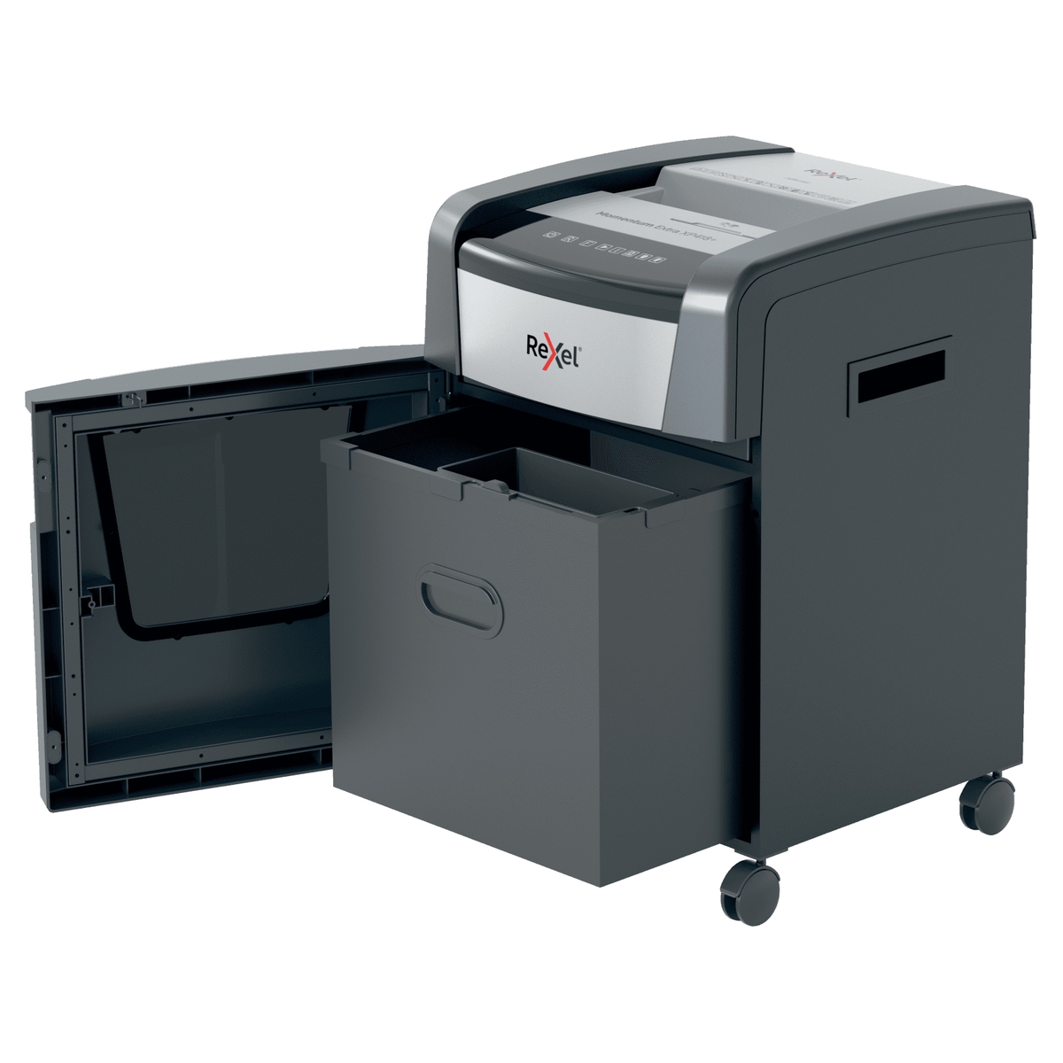 Porte ouverte sur la corbeille du destructeur REXEL Momentum Extra XP512+