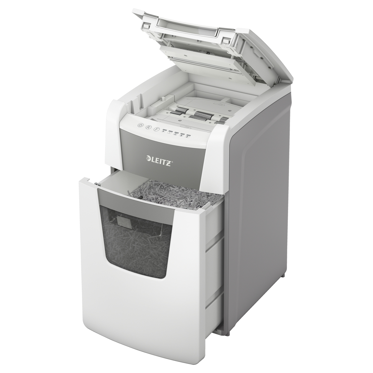 Couvercle du compartiment ouvert sur le destructeur LEITZ IQ Autofeed Small Office 100 P4